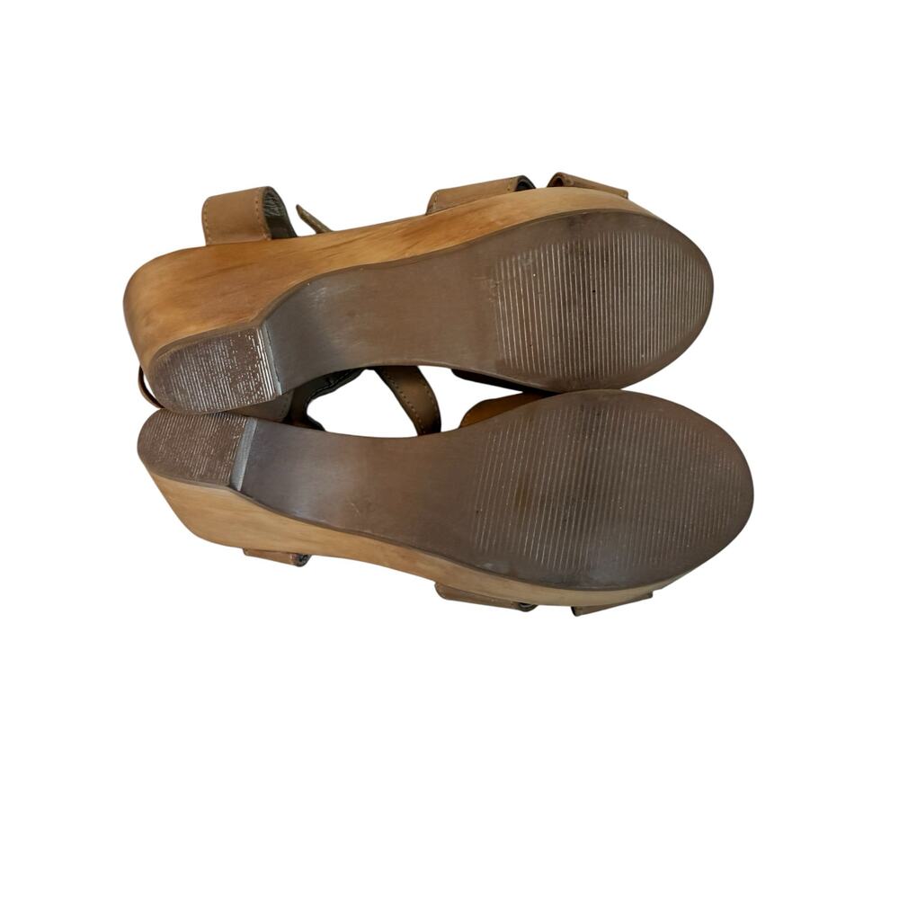 Freebird by Steven Sandals Cape Tan/Beige Wooden Platform sz 8 - Picture 6 of 7